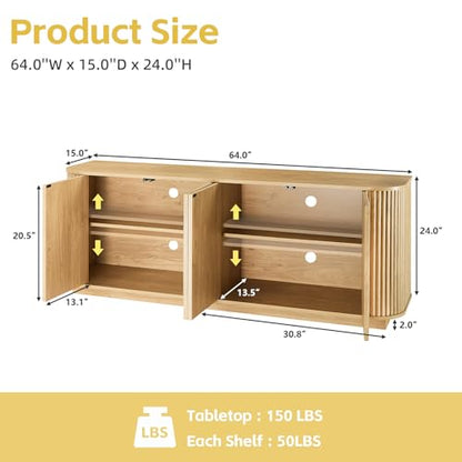 Fluted TV Stand for TVs Up to 75 Inch, view 3