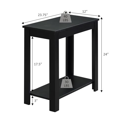 Designs2Go Baja Chairside End Table 23.75"- Modern Living Room Table with Storage Shelf, Transitional Bedside Table, Mahogany