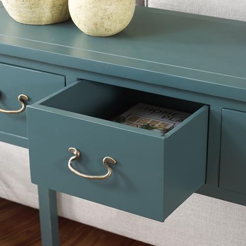 SAFAVIEH Home Collection – Cindy Teal Console Table with Three Drawers, French Farmhouse Storage Console, Tapered Leg Design (AMH6568H)