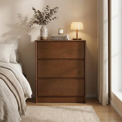 100% Solid Wood Nightstand, Wide Tall NightStand with 3 Drawers for Bedroom, view 2