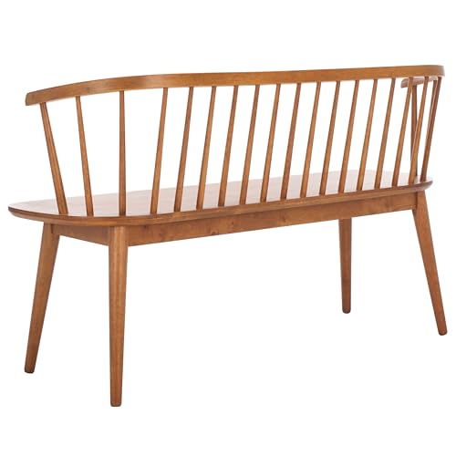 SAFAVIEH Furniture - Blanchard Spindle Bench - Honey - Solid Wood - Classic Windsor Design - Ideal for Entryway, Bedroom, Dining Room, 17.8" Seat Height (BCH8500H)