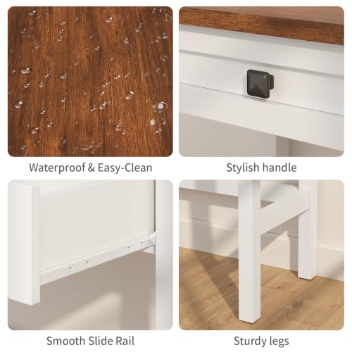 Farmhouse Small Computer Desk with 2 Drawer for Bedroom, 39.4 in Work Table, view 7