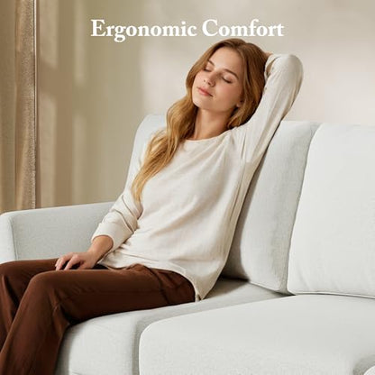 3 Seater Sofa Couch with Deep Seats, 89" Mid Century Modern Upholstered Sofa, Comfy Sofas with Armrests, Couches for Living Room, Bedroom, Apartment and Office (Beige)