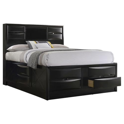 Coaster Home Furnishings Briana Transitional 5-Piece Bedroom Set California King Size Storage Bookcase Bed Frame 56-inch Headboard Black 202701KW-S5