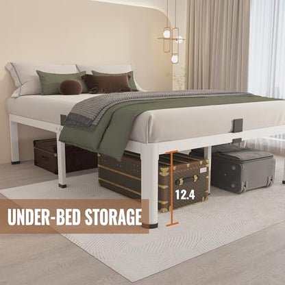 14 Inch Queen Metal Platform Bed Frame White with Round Corner Legs, view 6