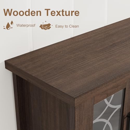 Farmhouse TV Stand with Glass Door for 65-70 Inch TV, Entertainment Center, view 8