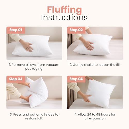 18x18 Pillow Inserts, White Throw Pillows for Couch, 2 Pack, view 6