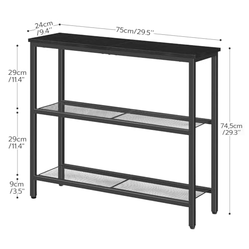 29.5" Narrow Console Table, 3 Tier Entryway Table with Shelves, Thin Sofa Table, Behind Couch Table, Display Side Table, for Hallway, Entrance, Living Room, Black BB73XG01