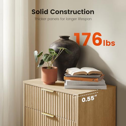 Modern Fluted Oak Dresser with Rounded Corners and Slides, view 4