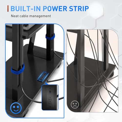 Rolling TV Stand for 32-80 Inch TVs, Mobile TV Cart with Power Outlet, Outdoor TV Stand with Wheels, Portable tv Stands for LCD OLED 4K Flat/Curved Panels Max VESA 600x400mm (Black)