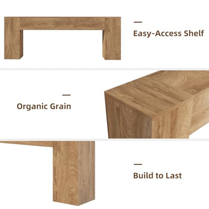 Extra Long Console Tables for Entryway 86-Inch, Farmhouse Sofa Table Behind Couch, Wooden Hallway Table for Living Room, Entrance, Natural Oak