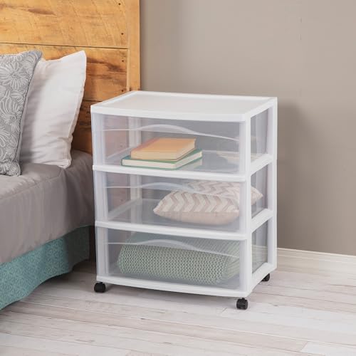 Wide 3-Drawer Cart with Wheels for Bedroom and Dresser, 2-Pack, view 3