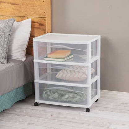 Wide 3-Drawer Cart with Wheels for Bedroom and Dresser, 2-Pack, view 3
