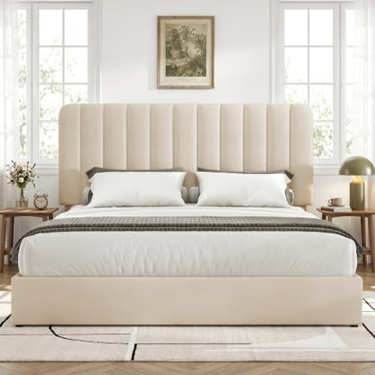 King Size Upholstered Bed Frame with 4 Drawers and Headboard, view 6