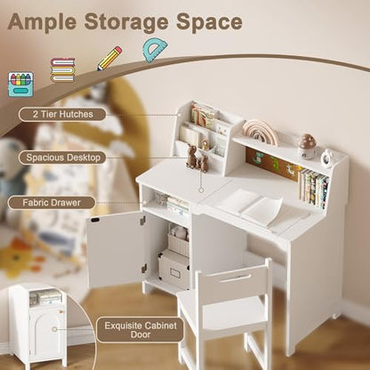 Kids Study Desk and Chair Set with Tiltable Desktop for 3-8 Years, view 6