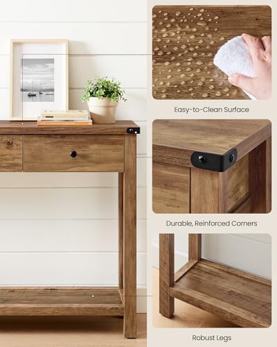 47.2" Narrow Console Table with 3 Drawers and Open Storage Shelf, view 7