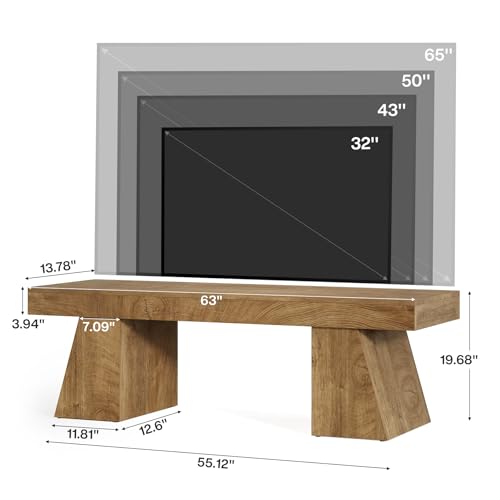 63" TV Stand, Media Console Television Stands, Natural, view 3