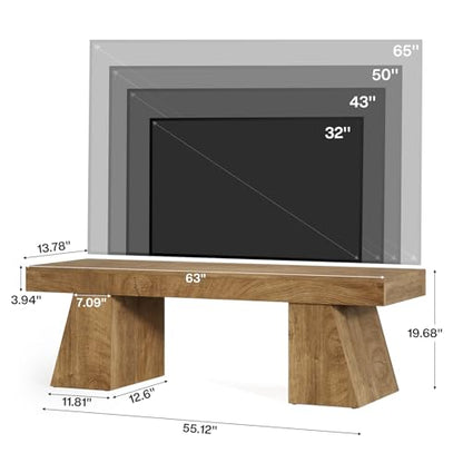 63" TV Stand, Media Console Television Stands, Natural, view 3