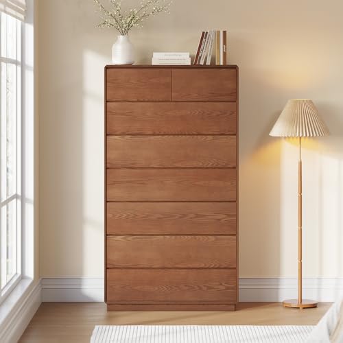 Solid Wood Dresser, 62.3" Tall Dresser Chest of Drawers, Brown, view 4