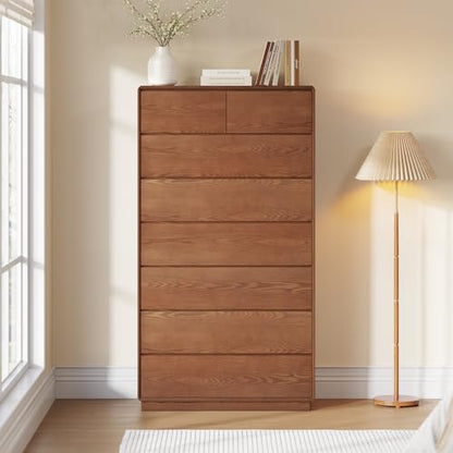 Solid Wood Dresser, 62.3" Tall Dresser Chest of Drawers, Brown, view 4