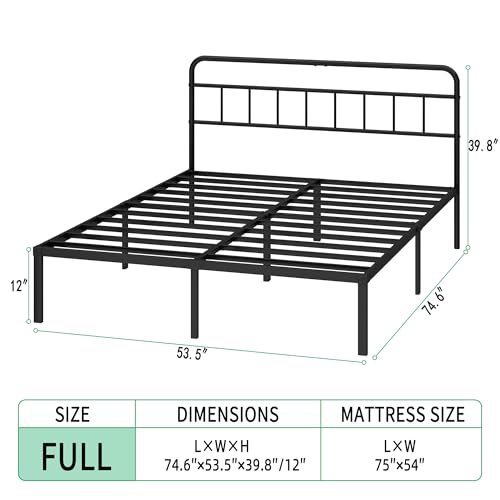 Full Bed Frame with Classin Headboard, Black, view 3
