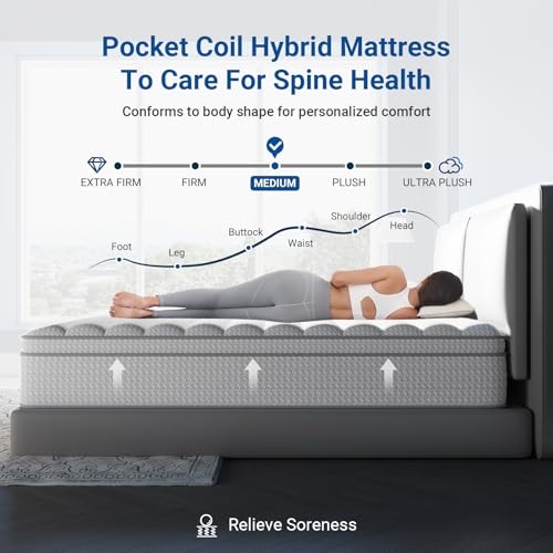 SleepSphere Queen Mattress 12 Inch in a Box, Hybrid Medium Plush, view 4