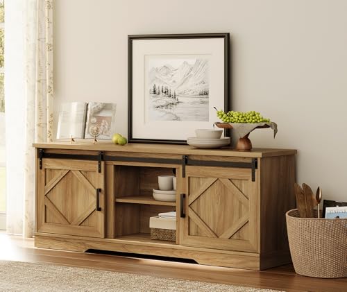 Modern Farmhouse TV Stand for up to 75 inch TV, 25.6"H, view 5