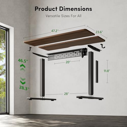 Electric Standing Desk with L-Shaped Crossbar & Cable Management System, view 3