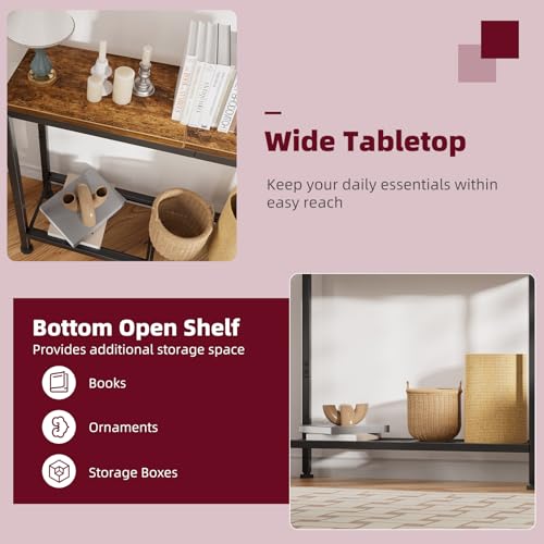 Console Table, 32" Sofa Table with Storage Shelf, Narrow Entryway Table, for Hallway, Behind The Couch, Living Room, Rustic Brown