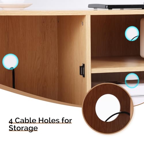 Modern Oak TV Stand with Storage, view 7
