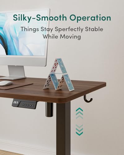 63x28 Large Electric Standing Desk, 28" Deep Desktop, Black Walnut, view 6
