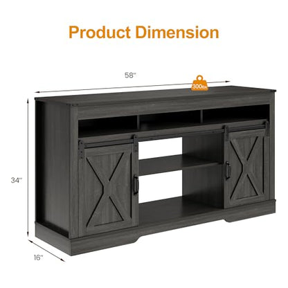 TV Stand Farmhouse Wood Shelf, view 3
