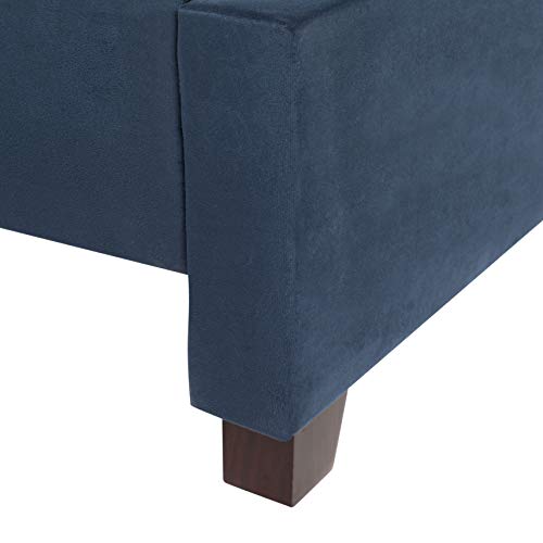 Home Beckham Contemporary Navy Velvet Bed, Full