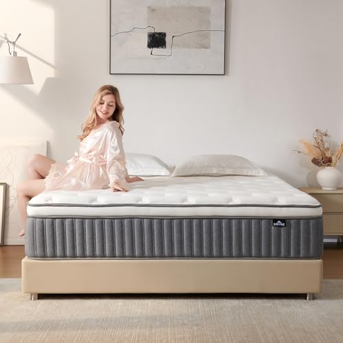 Full Mattress, 12 Inch Hybrid Mattress in a Box, Medium Firm Memory Foam Mattress, Fiberglass Free with Individual Pocket Springs, Motion Isolation&Pressure Relief, CertiPUR-US 75"*54"