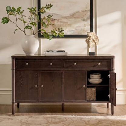58" Transitional Buffet Sideboard Cabinet with Storage, Auburn, view 5