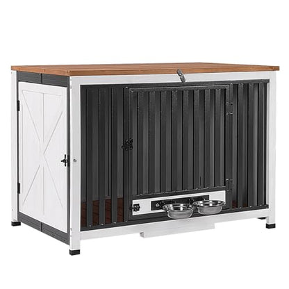 Folding Dog Crate Furniture 39.4" Large Dog Crate End Table with 360°Rotatable, view 2