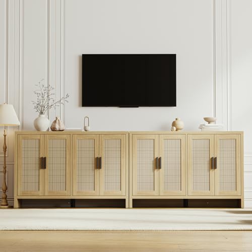 Rattan Buffet Cabinet with Storage, Sideboard with Doors, Console Table, view 8