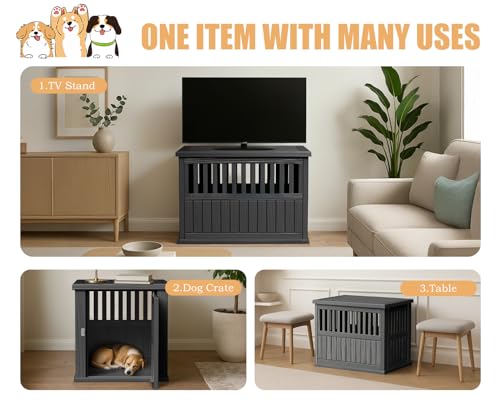 Dog Crate Furniture, Black, 29.65 * 21.34 * 25.28, view 4