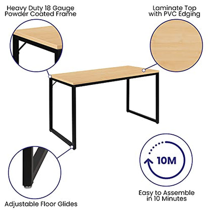 Tiverton Industrial Modern Desk - Commercial Grade Office Computer Desk and Home Office Desk - 47" Long (Maple/Black)