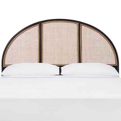 SAFAVIEH Furniture - Kurumi Queen Headboard - Black - Rattan & Solid Wood - Round Handwoven Design for Bedroom & Guest Room, 62.2" W x 2.8" D x 53.2" H (HBD8005A-Q)