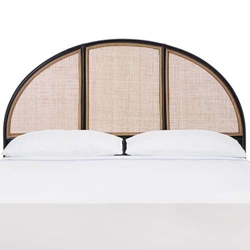 SAFAVIEH Furniture, Kurumi Queen Headboard, Black, Rattan & Solid Wood, view 2