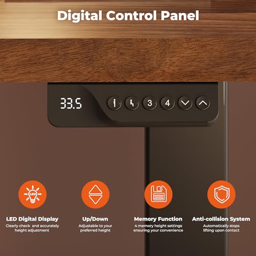Dual Motor Standing Desk, Large Stand Up Desks, 71x31 Inches Electric Sit Stand Desks, 4 Memory Preset Adjustable Height Computer Table for Home Office with Splice Board (Brown)