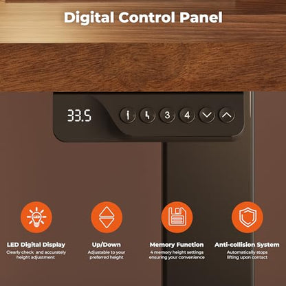Dual Motor Standing Desk, Large Stand Up Desks, 71x31 Inches Electric Sit Stand Desks, 4 Memory Preset Adjustable Height Computer Table for Home Office with Splice Board (Brown)