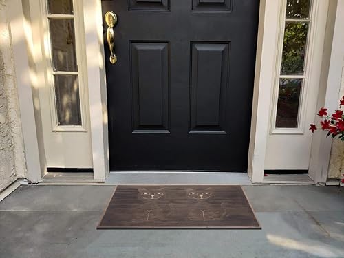 A1HC Rubber Welcome Doormat for Outdoor Indoor Entrance, Non-Slip Backing Front Door Mat for High Traffic Area Use, Fun Designed Entrymat, 18"x30" Sitting Cat