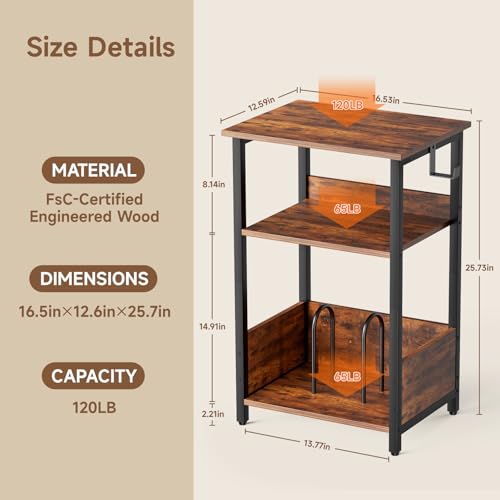 3-Tier Record Player Stand & Vinyl Storage Cabinet – Turntable Side/End Table, view 3