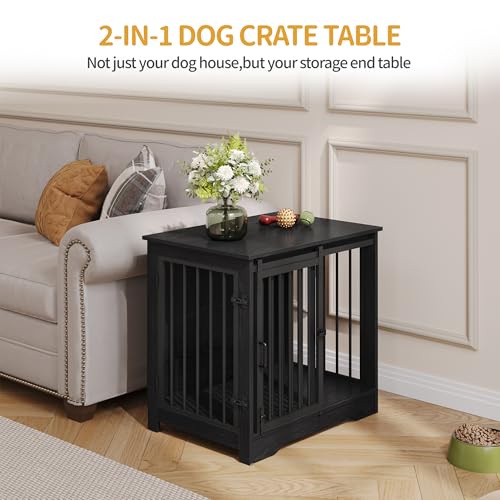 27.2" S Dog Crate Furniture Indoor Dog Kennel with Barn Door, view 3