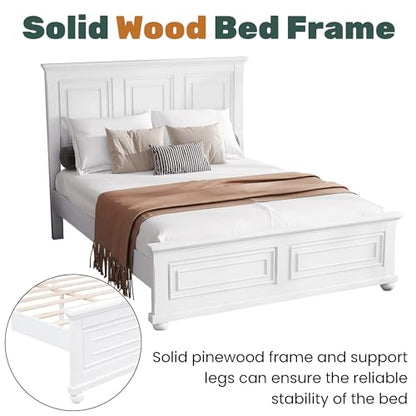 Wood Bed Frame Queen with Tall Headboard & Footboard, view 7