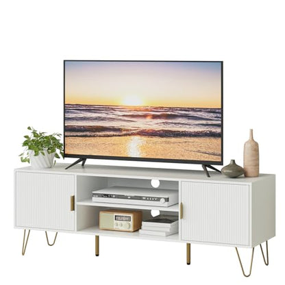TV Stand for 55-65 Inch TV, Entertainment Center with Soft Hinge Door, view 2