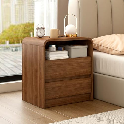 Nightstand Set of 2 w/Charging Station, 2 Drawers & Open Shelf, view 8