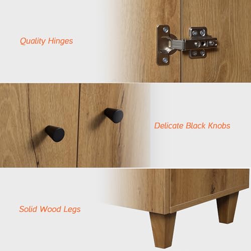Modern Wood TV Stands Cabinets for 85+ Inches TVs, Oak Brown, view 7